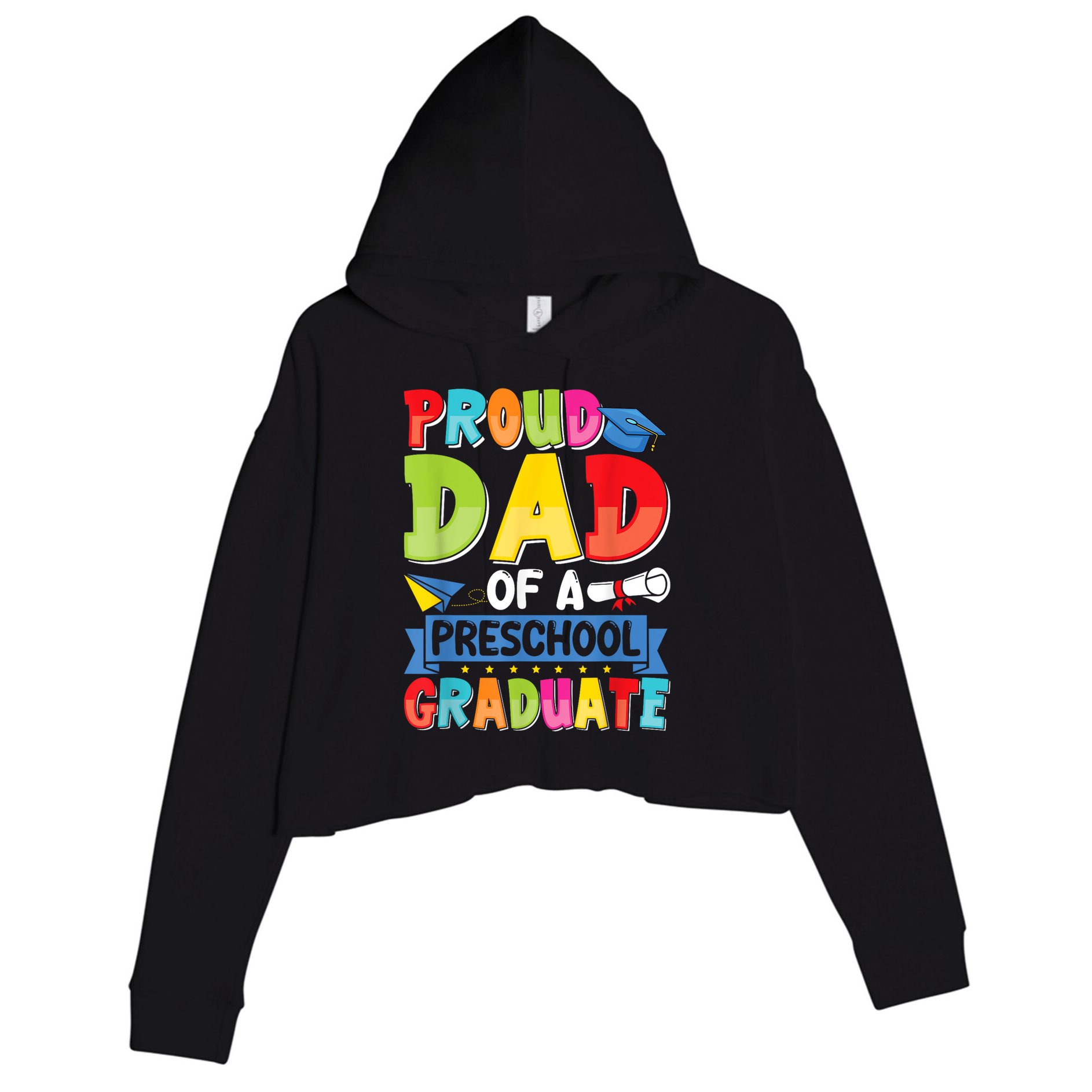 Proud Dad Class Of 2025 Preschool Pre-K Graduate Graduation Crop Fleece Hoodie