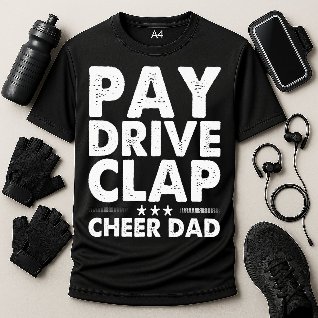 Pay Drive Clap Cheer Dad Cheerleading Father Cheerleader Cooling Performance Crew T-Shirt