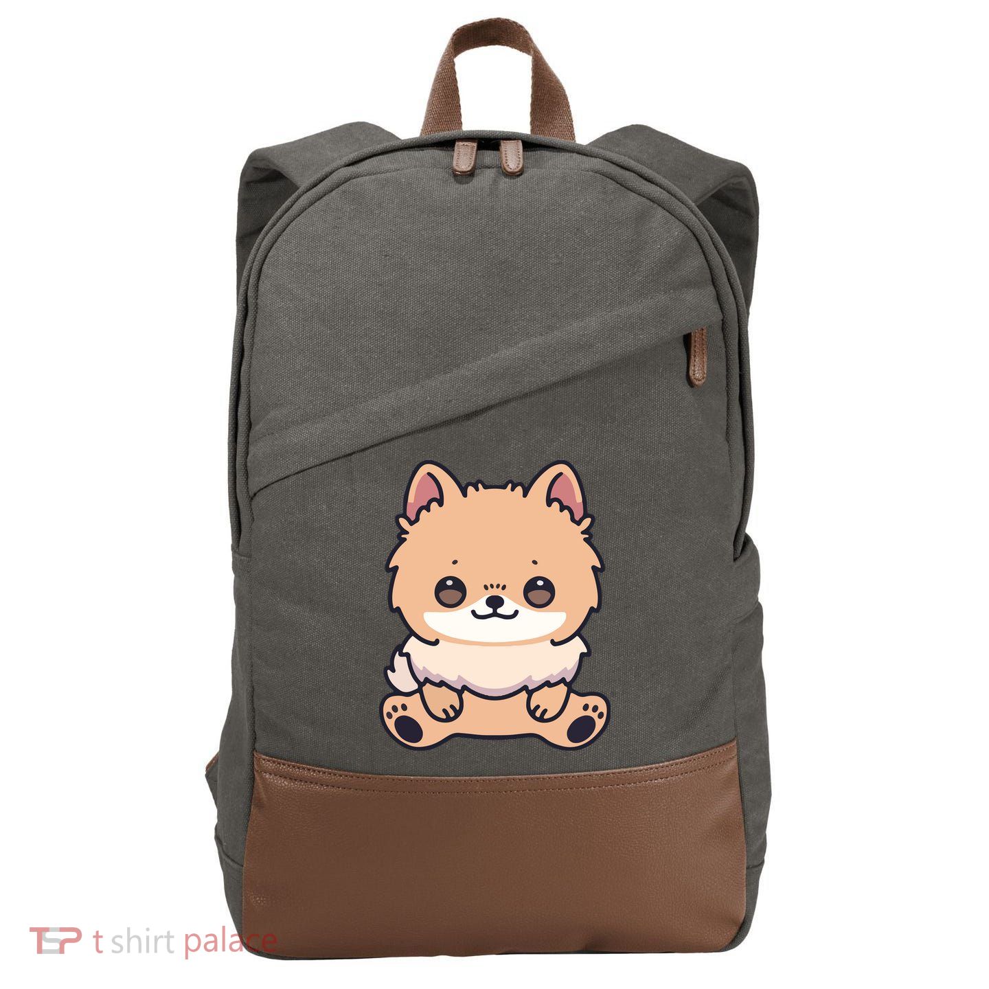 Pomeranian Dog Cute Owner Puppy Cotton Canvas Backpack