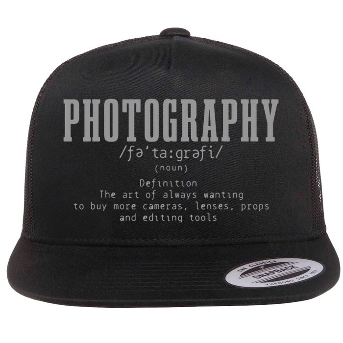 Photography Definition Dictionary Camera Funny Photographer Flat Bill Trucker Hat