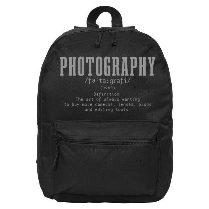 Photography Definition Dictionary Camera Funny Photographer 16 in Basic Backpack