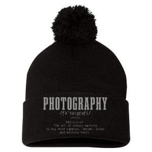 Photography Definition Dictionary Camera Funny Photographer Pom Pom 12in Knit Beanie