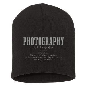 Photography Definition Dictionary Camera Funny Photographer Short Acrylic Beanie