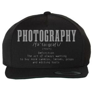 Photography Definition Dictionary Camera Funny Photographer Wool Snapback Cap