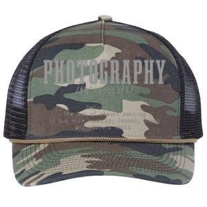 Photography Definition Dictionary Camera Funny Photographer Retro Rope Trucker Hat Cap