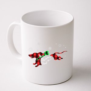 Plaid Dachshund Dog Through Snow Dog Lovers Merry Christmas Great Gift Coffee Mug