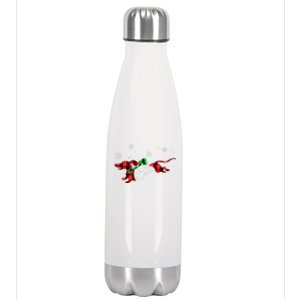 Plaid Dachshund Dog Through Snow Dog Lovers Merry Christmas Great Gift Stainless Steel Insulated Water Bottle