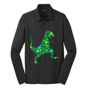 Polka Dot Day T Rex Dinosaur Lover International Dot Day Silk Touch Performance Long Sleeve Polo