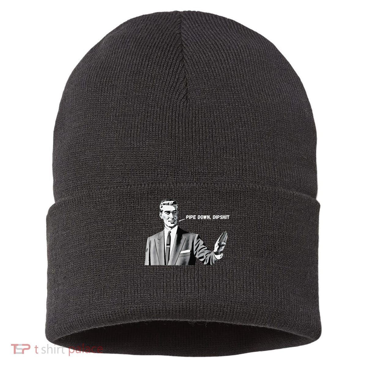 Pipe Down Dipshit Funny Correction Guy Meme 2025 Sustainable Knit Beanie