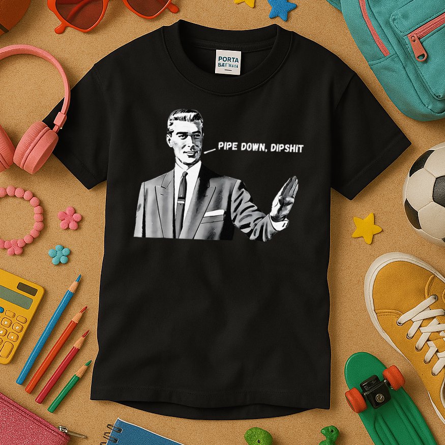 Pipe Down Dipshit Funny Correction Guy Meme 2025 Kids T-Shirt