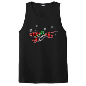 Plaid Dachshund Dog Through Snow Dog Lovers Merry Christmas Gift PosiCharge Competitor Tank