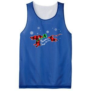 Plaid Dachshund Dog Through Snow Dog Lovers Merry Christmas Gift Mesh Reversible Basketball Jersey Tank