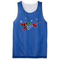 Plaid Dachshund Dog Through Snow Dog Lovers Merry Christmas Gift Mesh Reversible Basketball Jersey Tank