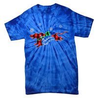 Plaid Dachshund Dog Through Snow Dog Lovers Merry Christmas Gift Tie-Dye T-Shirt