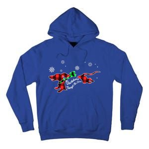 Plaid Dachshund Dog Through Snow Dog Lovers Merry Christmas Gift Tall Hoodie