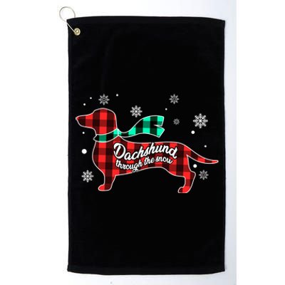 Plaid Dachshund Dog Through Snow Dog Lovers Merry Christmas Gift Platinum Collection Golf Towel