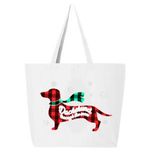 Plaid Dachshund Dog Through Snow Dog Lovers Merry Christmas Gift 25L Jumbo Tote