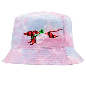 Plaid Dachshund Dog Through Snow Dog Lovers Merry Christmas Cute Gift Tie-Dyed Bucket Hat