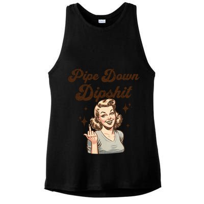 Pipe Down Dipshit Funny Correction Guy Meme  Ladies PosiCharge Tri-Blend Wicking Tank