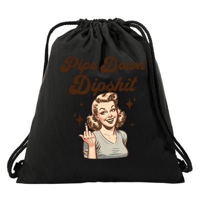 Pipe Down Dipshit Funny Correction Guy Meme  Drawstring Bag