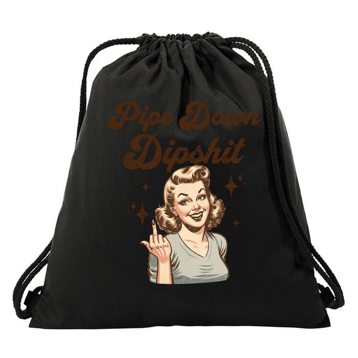 Pipe Down Dipshit Funny Correction Guy Meme  Drawstring Bag
