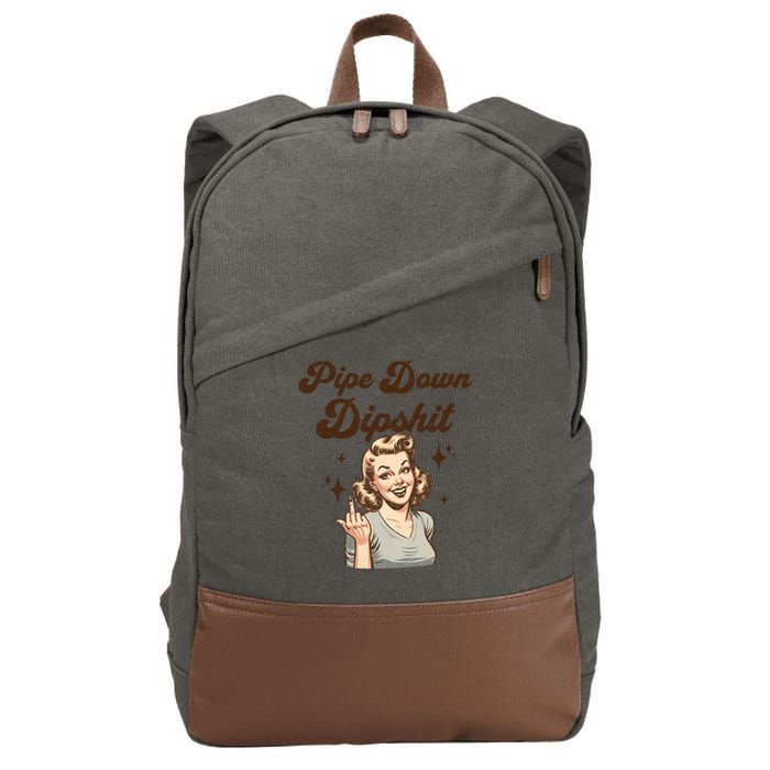 Pipe Down Dipshit Funny Correction Guy Meme  Cotton Canvas Backpack