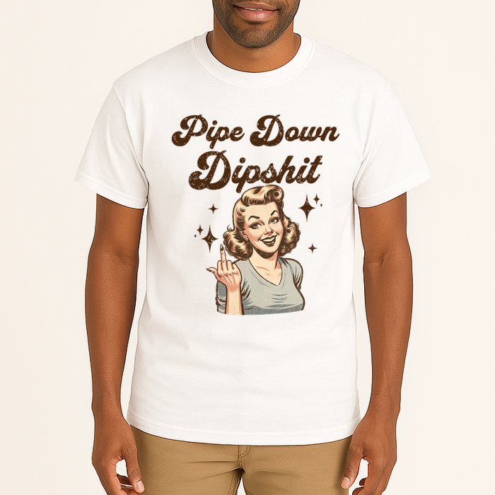 Pipe Down Dipshit Funny Correction Guy Meme  Tall T-Shirt