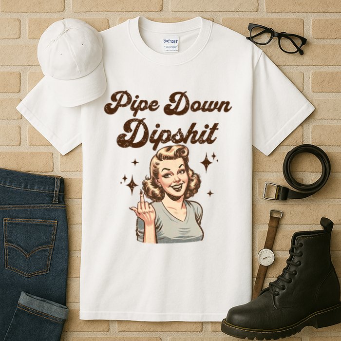 Pipe Down Dipshit Funny Correction Guy Meme  Tall T-Shirt