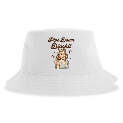 Pipe Down Dipshit Funny Correction Guy Meme  Sustainable Bucket Hat