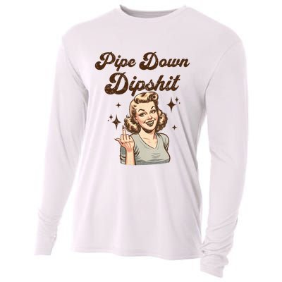 Pipe Down Dipshit Funny Correction Guy Meme  Cooling Performance Long Sleeve Crew