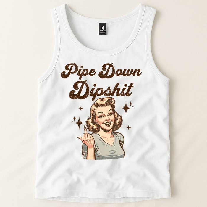 Pipe Down Dipshit Funny Correction Guy Meme  Tank Top
