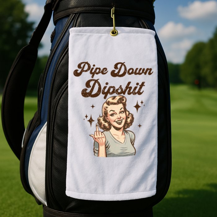 Pipe Down Dipshit Funny Correction Guy Meme  Golf Towel
