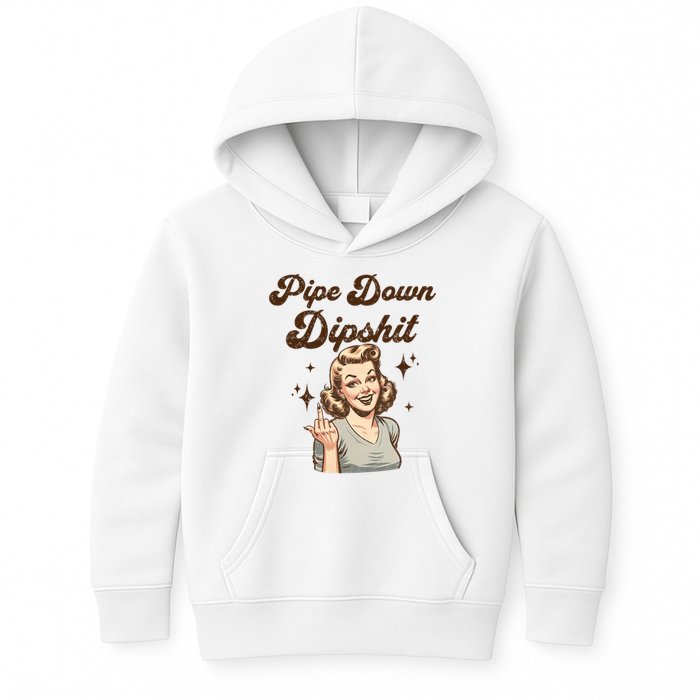 Pipe Down Dipshit Funny Correction Guy Meme  Kids Hoodie