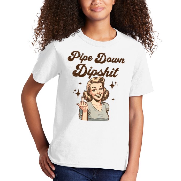 Pipe Down Dipshit Funny Correction Guy Meme  Kids T-Shirt