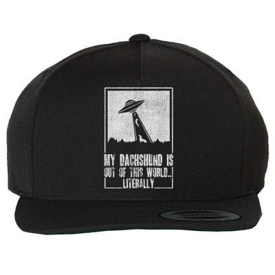 Parody Dachshund Dog Ufo Abduction For Dachsie Meme Lover Wool Snapback Cap