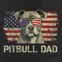 Pitbull Dad Dog Lovers American Flag 4th Of July 7 Panel Mesh Trucker Snapback Hat