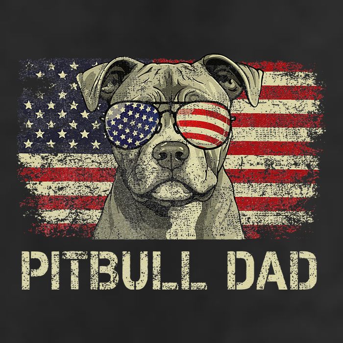 Pitbull Dad Dog Lovers American Flag 4th Of July 7 Panel Mesh Trucker Snapback Hat