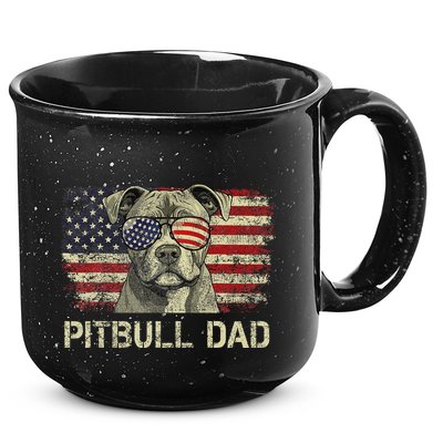 Pitbull Dad Dog Lovers American Flag 4th Of July 15oz Campfire Ceramic Mug