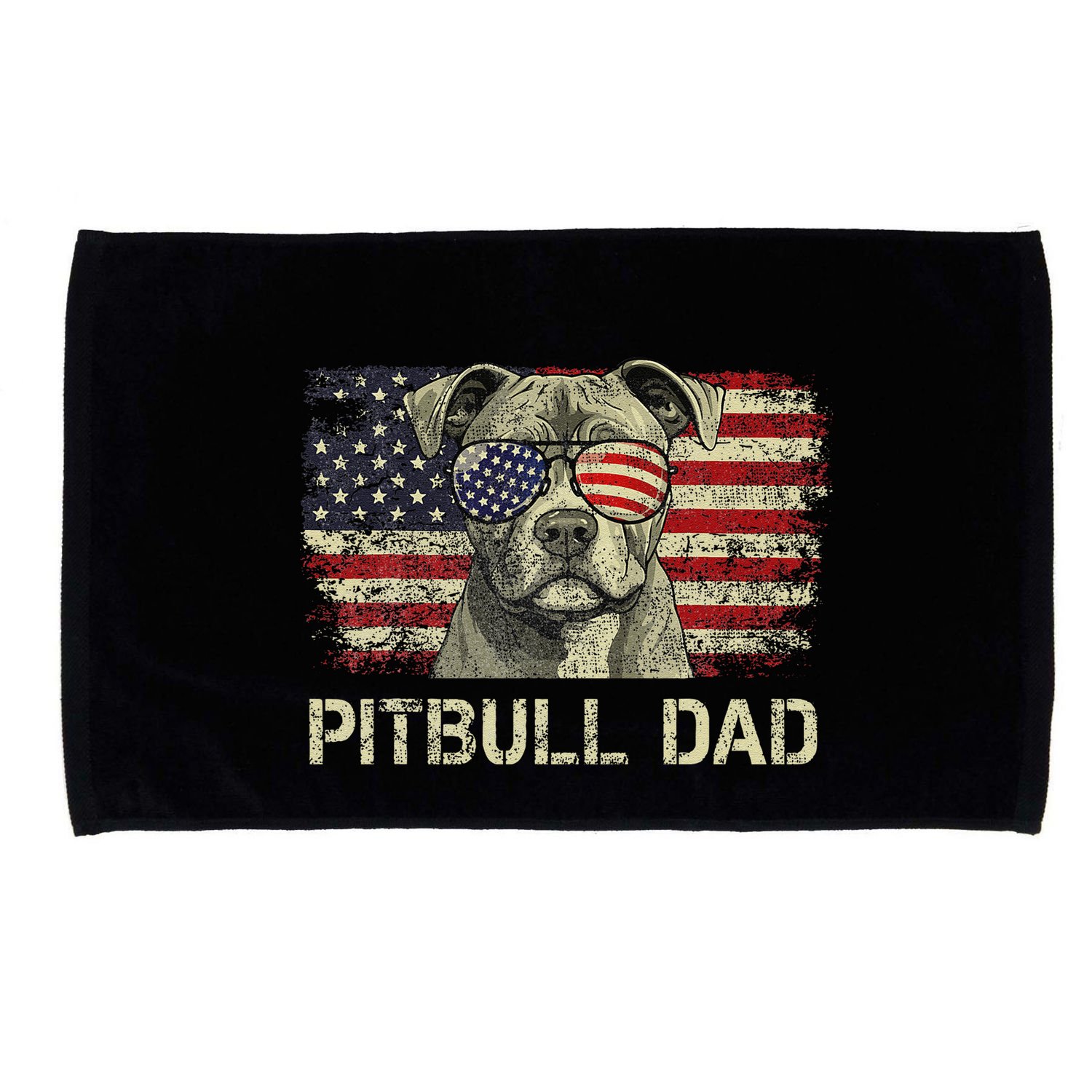 Pitbull Dad Dog Lovers American Flag 4th Of July Microfiber Hand Towel