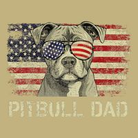 Pitbull Dad Dog Lovers American Flag 4th Of July T-Shirt