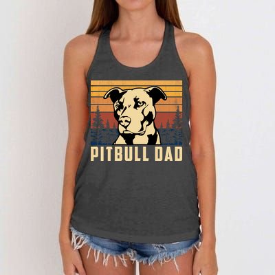 Pitbull Dad Dog Lovers Pitbull Father Vintage Gifts Women's Knotted Racerback Tank