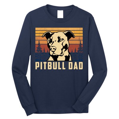 Pitbull Dad Dog Lovers Pitbull Father Vintage Gifts Long Sleeve Shirt