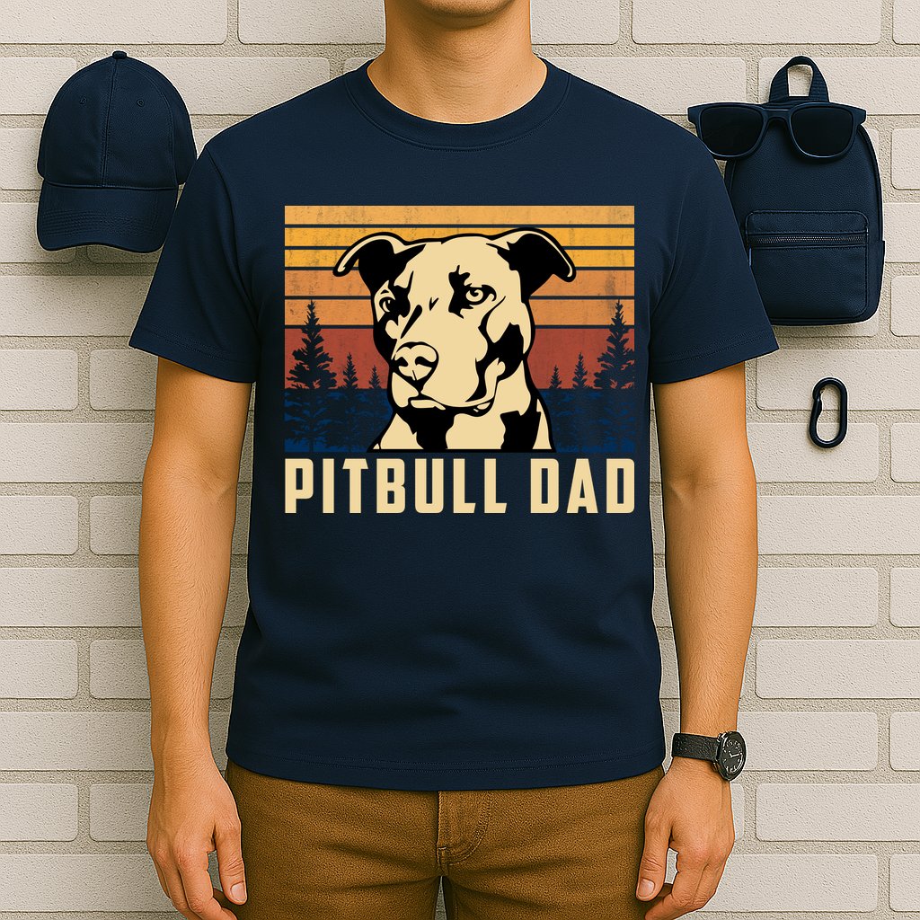 Pitbull Dad Dog Lovers Pitbull Father Vintage Gifts T-Shirt