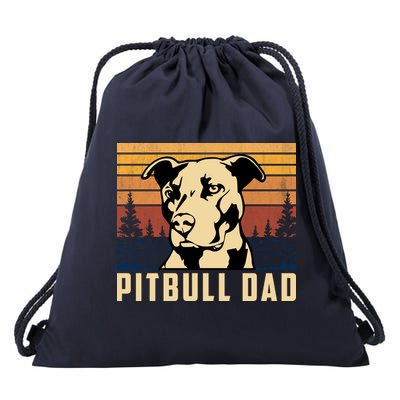 Pitbull Dad Dog Lovers Pitbull Father Vintage Gifts Drawstring Bag