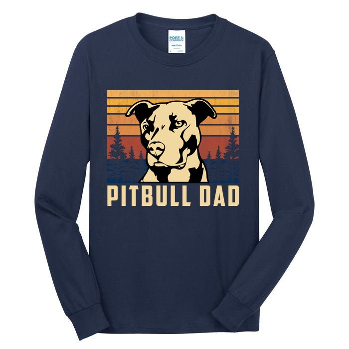 Pitbull Dad Dog Lovers Pitbull Father Vintage Gifts Tall Long Sleeve T-Shirt