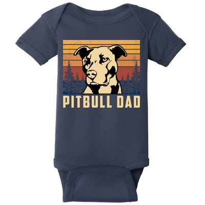 Pitbull Dad Dog Lovers Pitbull Father Vintage Gifts Baby Bodysuit