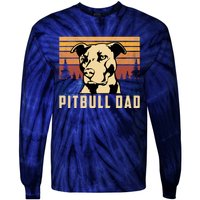 Pitbull Dad Dog Lovers Pitbull Father Vintage Gifts Tie-Dye Long Sleeve Shirt