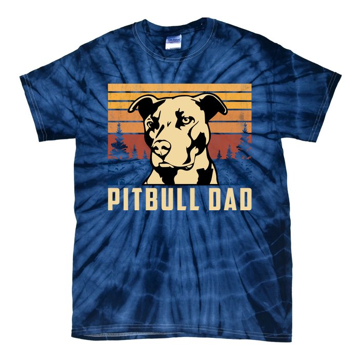 Pitbull Dad Dog Lovers Pitbull Father Vintage Gifts Tie-Dye T-Shirt