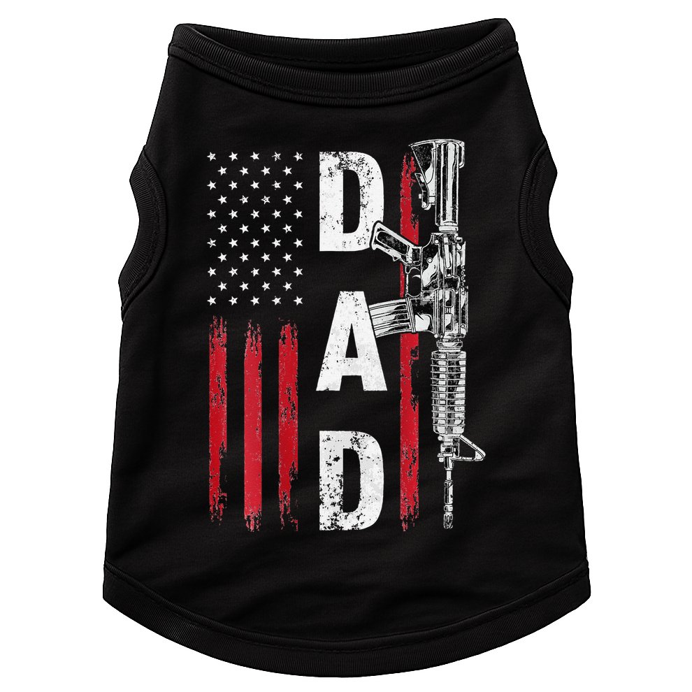 Proud Dad Daddy Gun Rights AR15 American Flag Father's Day Doggie Tank
