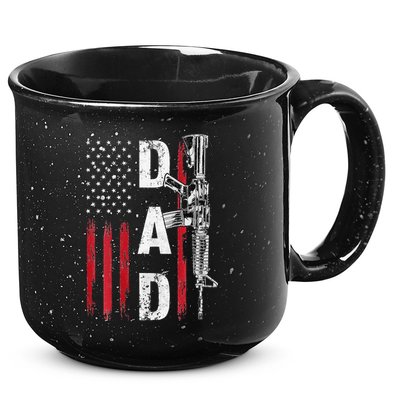 Proud Dad Daddy Gun Rights AR15 American Flag Father's Day 15oz Campfire Ceramic Mug